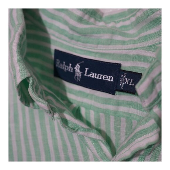 VTG Ralph Lauren Linen Green Button Down Shirt Sz XL - Picture 3 of 8